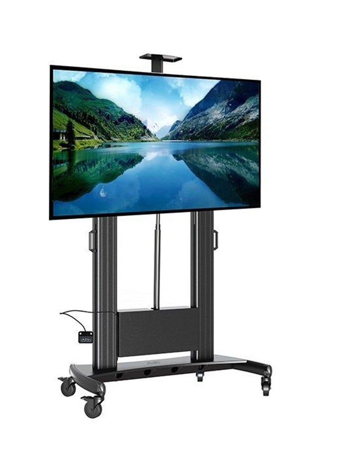 Skill Tech SH TW100 W Motorized Telescopic Height Adjustable Aluminum TV Stand for 75–110 Inch Screens, VESA 200x200 to 1000x600mm, Max Load 136.4kg – Heavy Duty Mobile TV Stand Black - Image 1